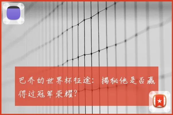 巴乔的世界杯征途:揭秘他是否赢得过冠军荣耀?